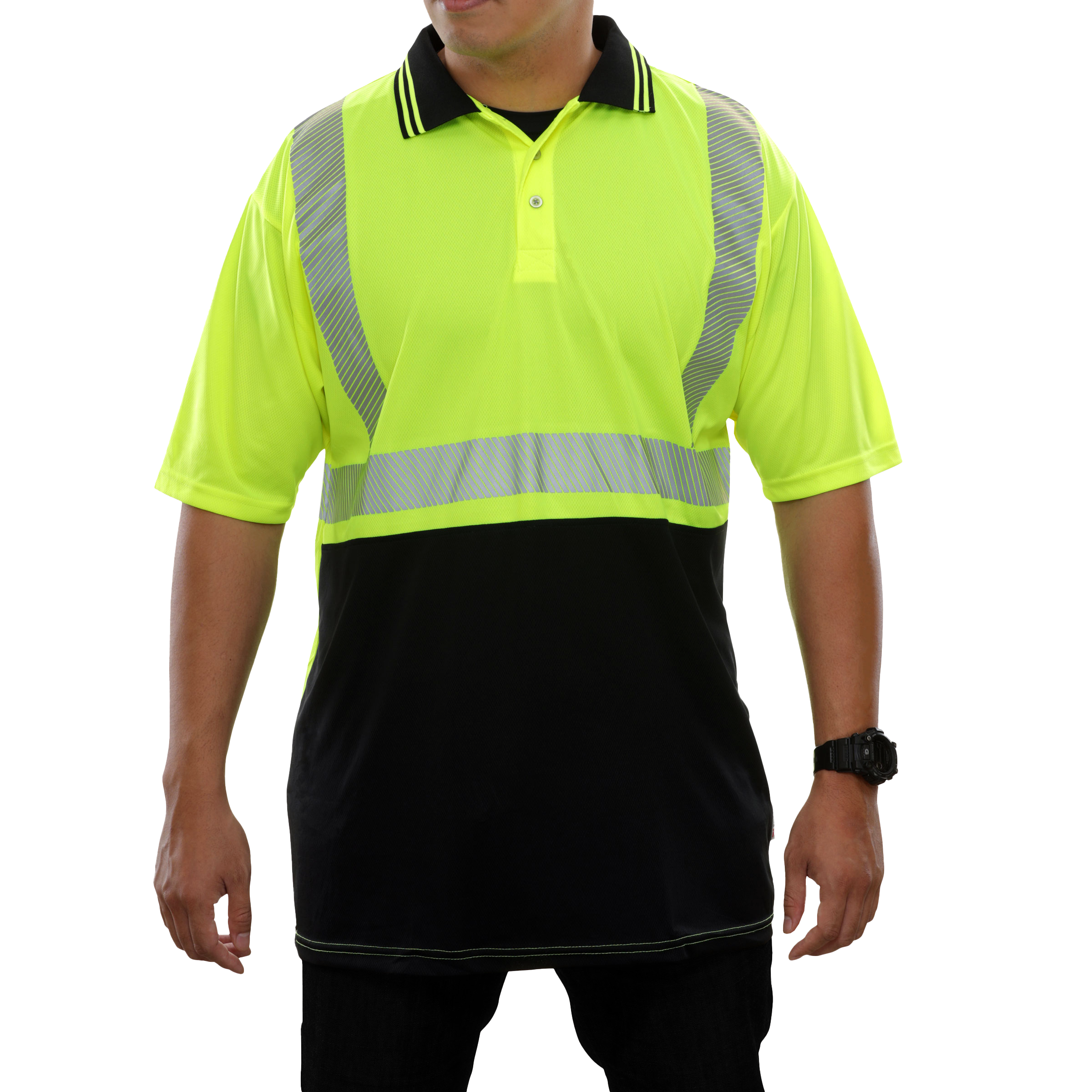 Reflective Apparel High Visibility Polo Shirt Two-Tone Birdseye Comfort Trim by 3M-eSafety Supplies, Inc