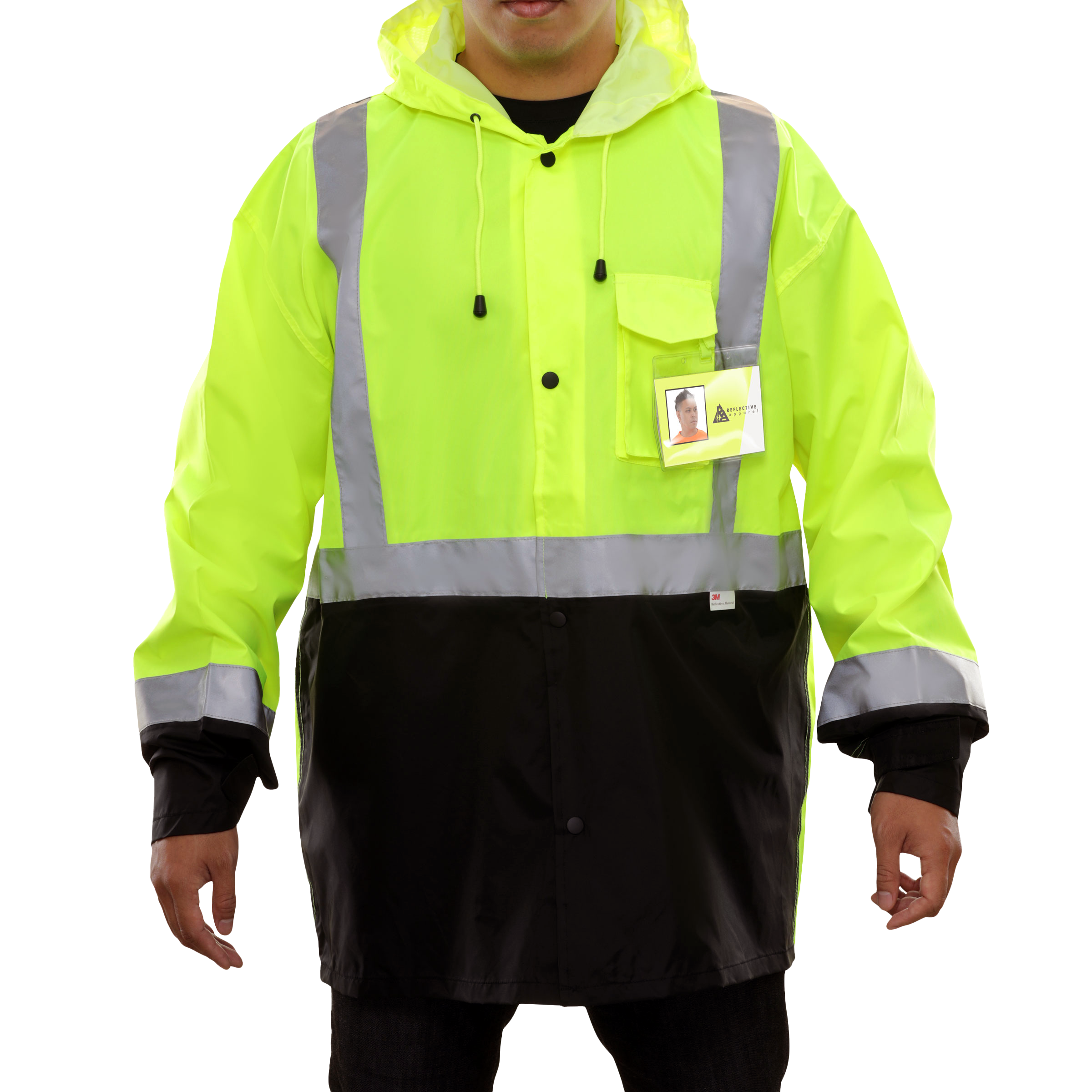 Safety Rain Jacket Lightweight Waterproof Hi Vis 2-Tone Adjustable Hood-eSafety Supplies, Inc
