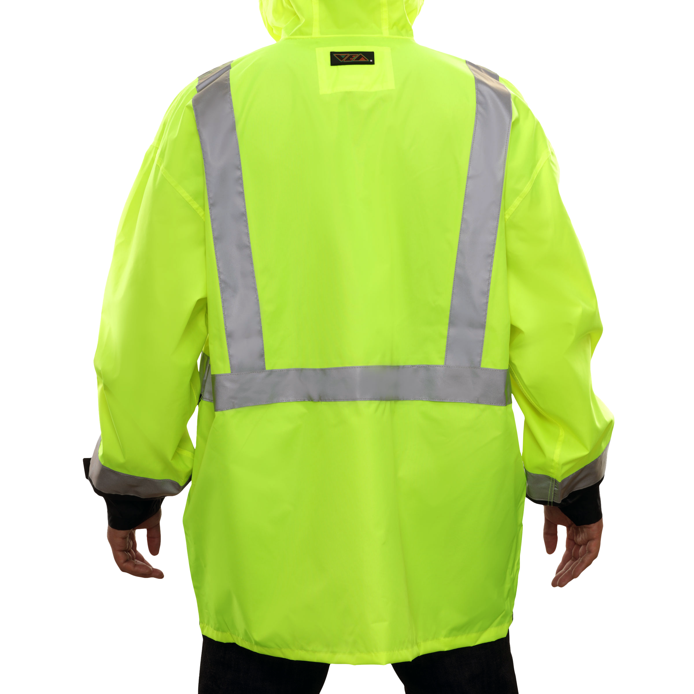 Safety Rain Jacket Lightweight Waterproof Hi Vis 2-Tone Adjustable Hood-eSafety Supplies, Inc