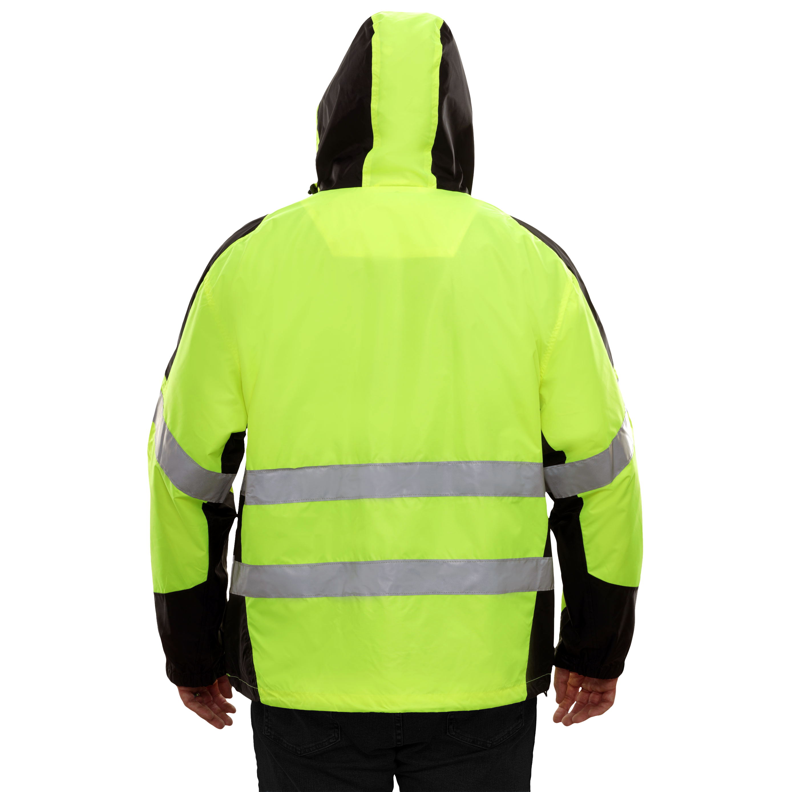 Safety Jacket Hi Vis Hooded Windbreaker Water Resistant 2-Tone-eSafety Supplies, Inc