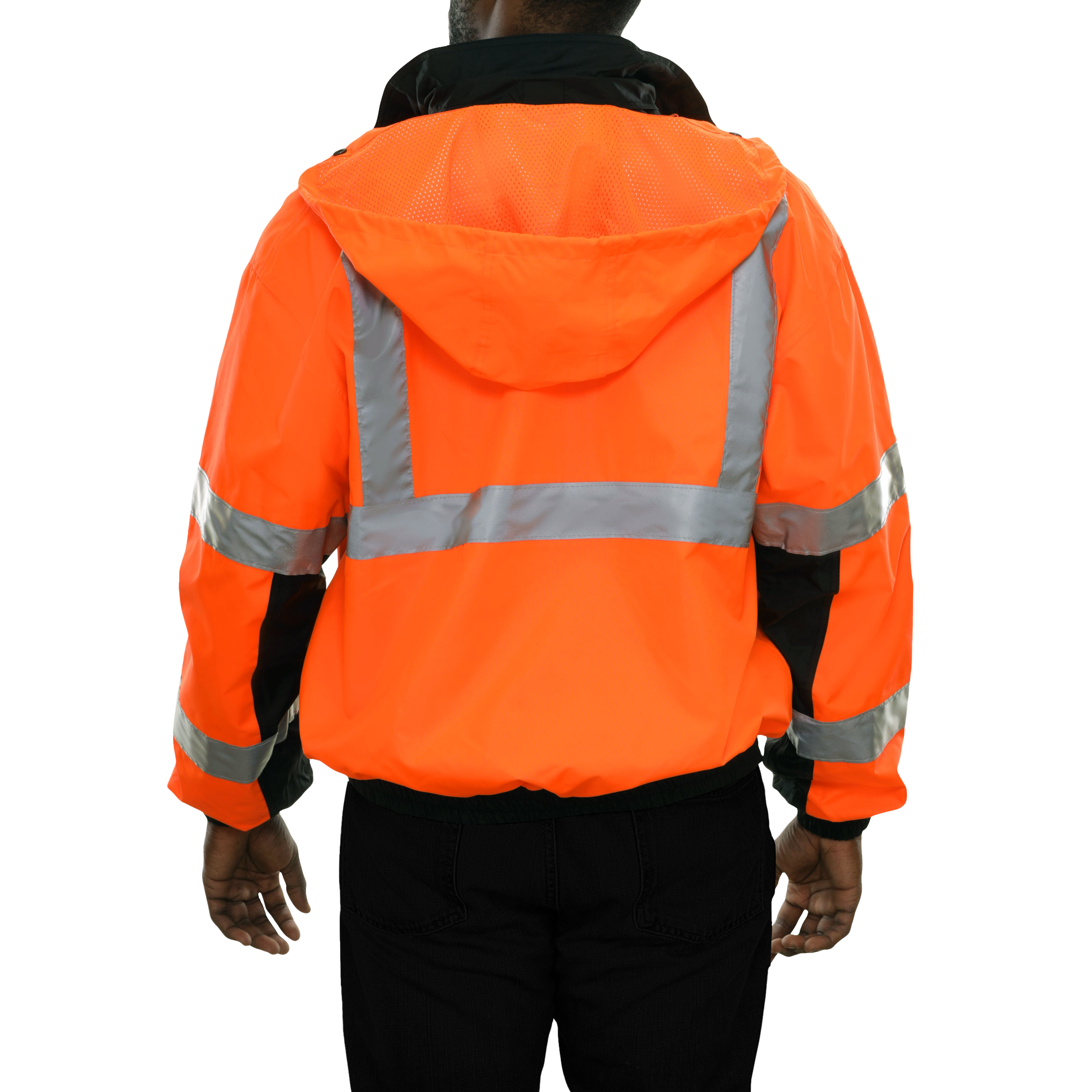 Safety Jacket Hi Vis Bomber Zip-Out Liner Breathable Waterproof Orange & Black-eSafety Supplies, Inc