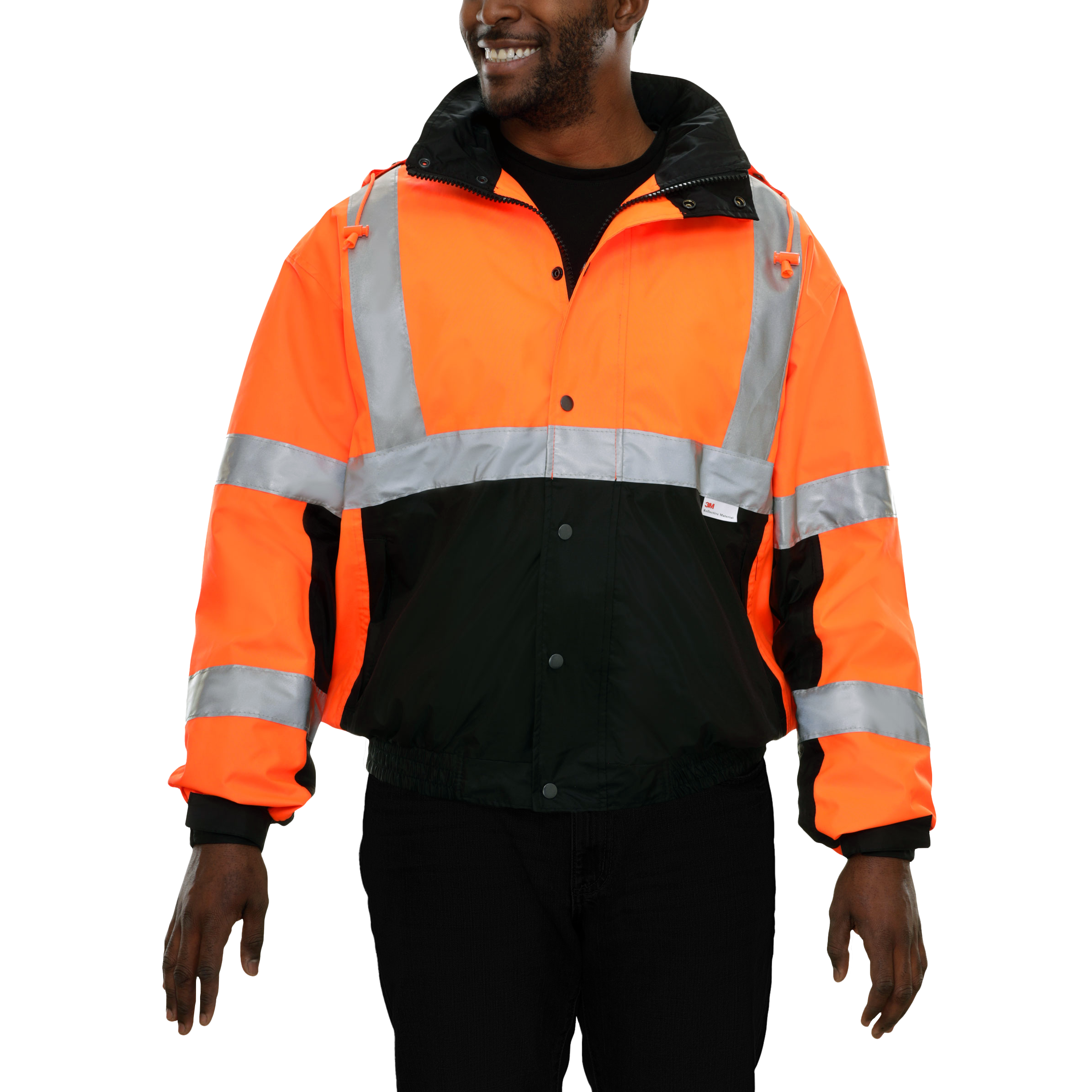 Safety Jacket Hi Vis Bomber Zip-Out Liner Breathable Waterproof Orange & Black-eSafety Supplies, Inc
