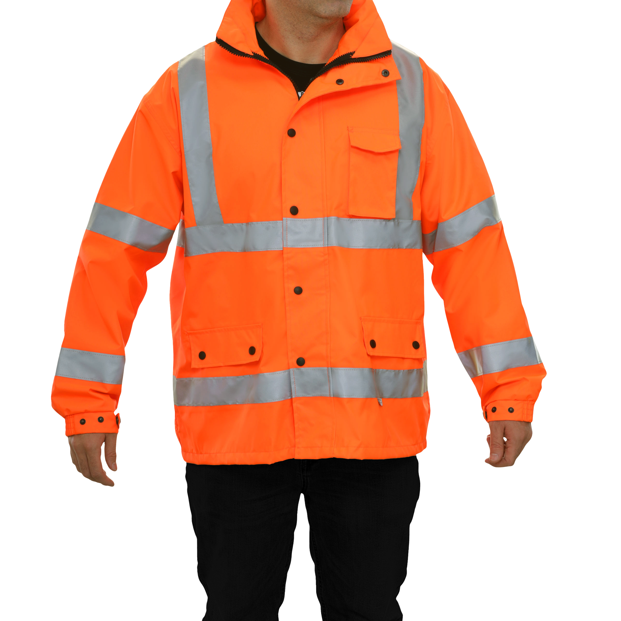 Safety Jacket Hi Vis Parka Breathable Waterproof Hooded Orange-eSafety Supplies, Inc
