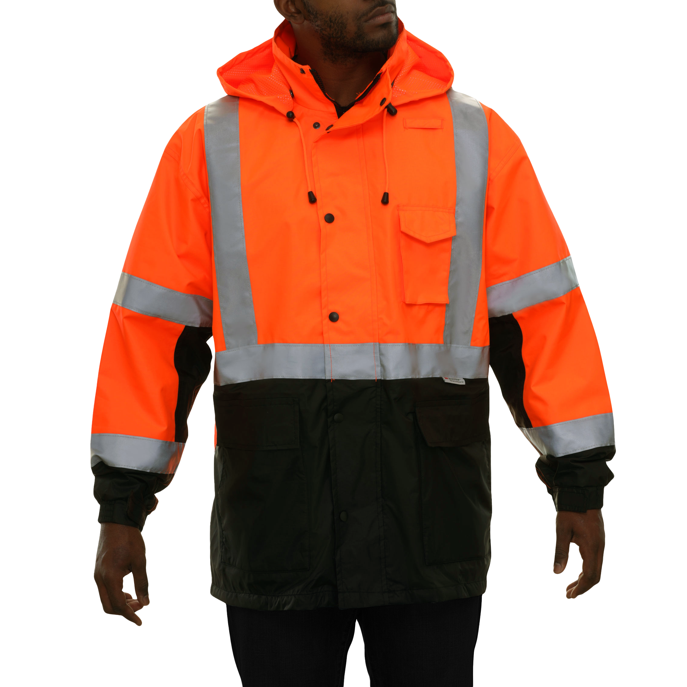 Safety Jacket Hi Vis Parka Breathable Waterproof Hooded 2-Tone Orange-eSafety Supplies, Inc