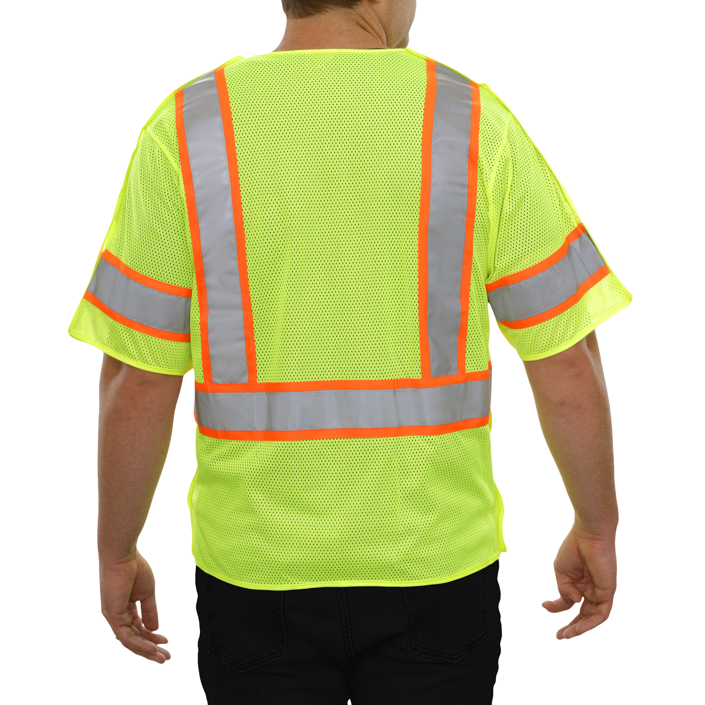 Safety Vest Hi Vis Vest 5pt Breakaway Zip Mesh ANSI 3-eSafety Supplies, Inc