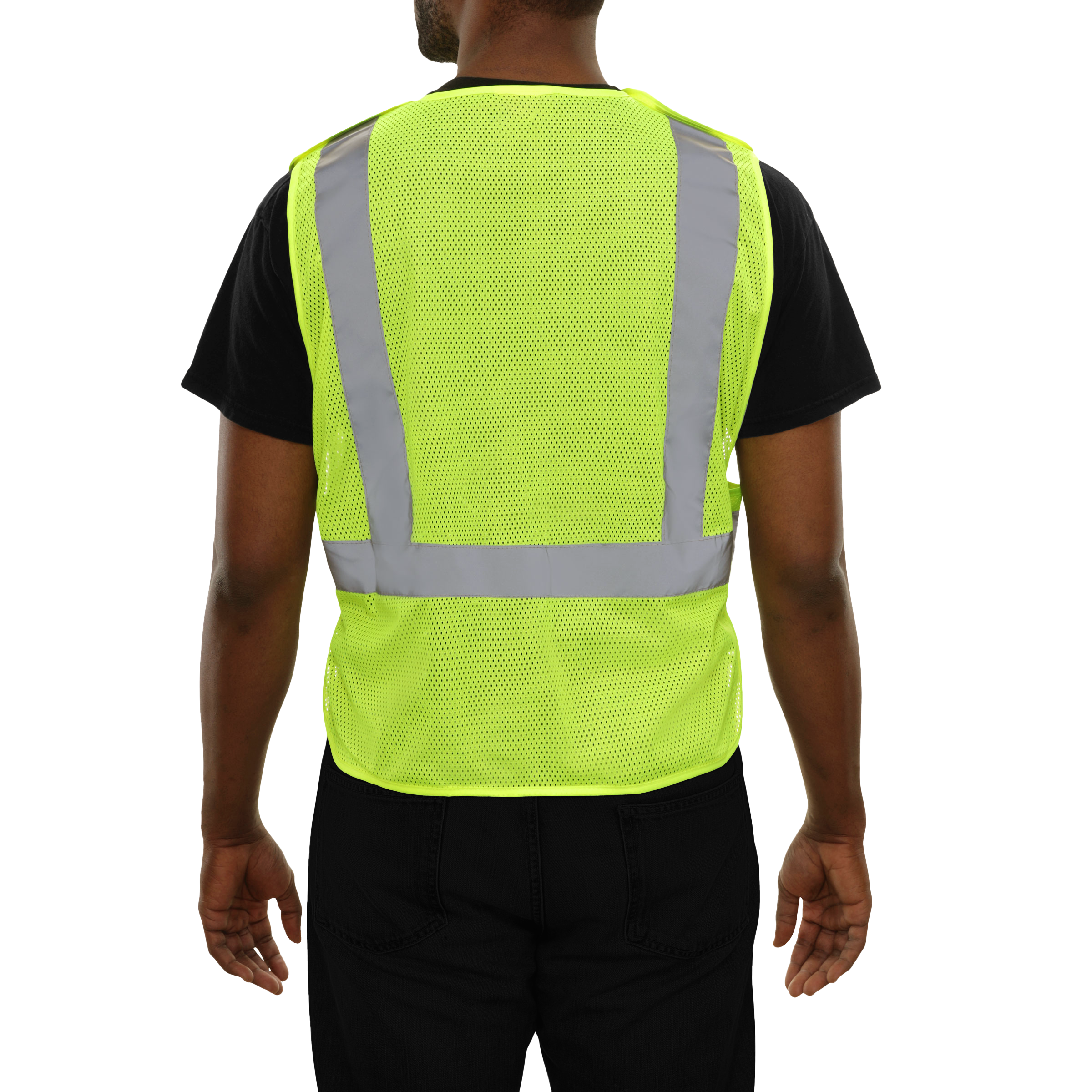 Economy Safety Vest Hi Vis Adj Side Wraps 5pt Breakaway Mesh ANSI 2-eSafety Supplies, Inc