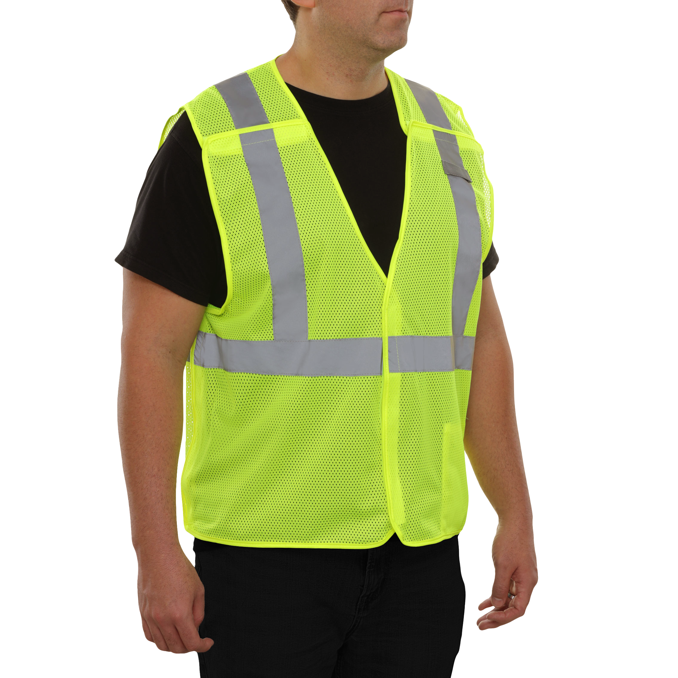 Economy Safety Vest Hi Vis Vest 5pt Breakaway Mesh Yellow-Green ANSI 2-eSafety Supplies, Inc