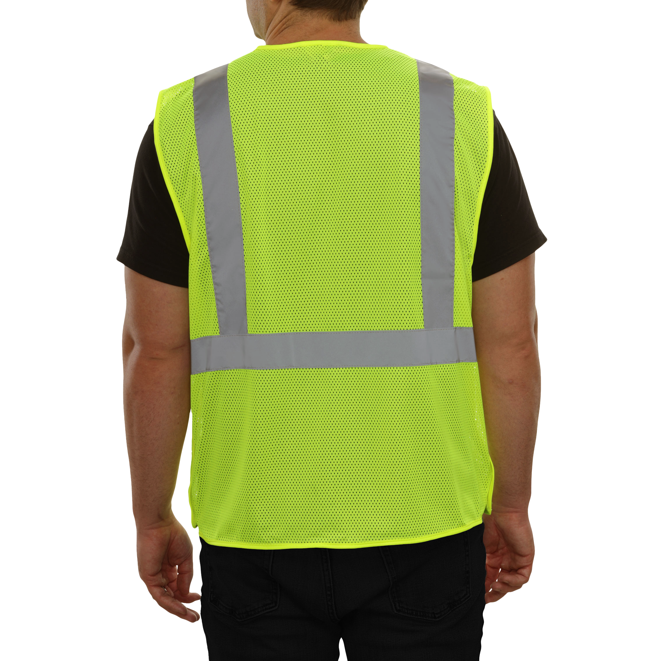 Economy Safety Vest Hi Vis Vest 5pt Breakaway Mesh Yellow-Green ANSI 2-eSafety Supplies, Inc