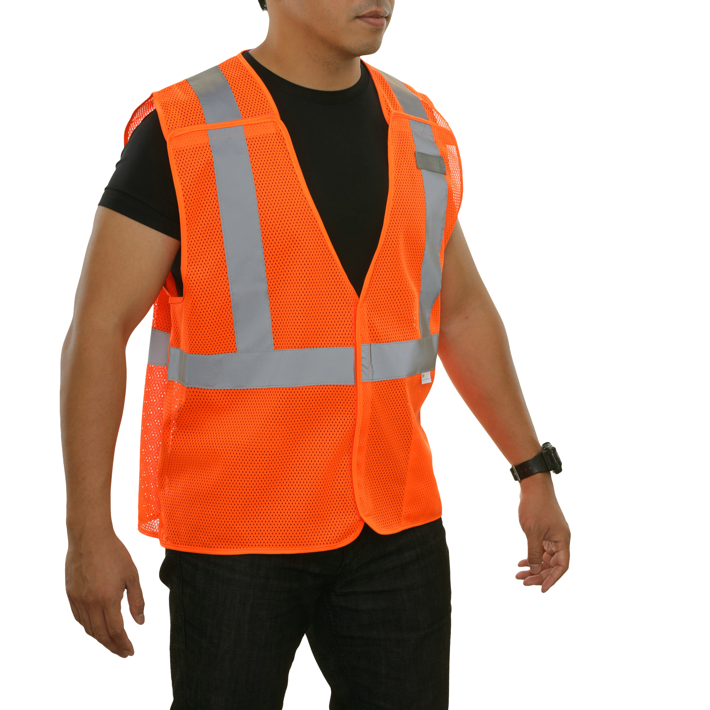 Economy Safety Vest Hi Vis Vest 5pt Breakaway Mesh Red-Orange ANSI 2-eSafety Supplies, Inc