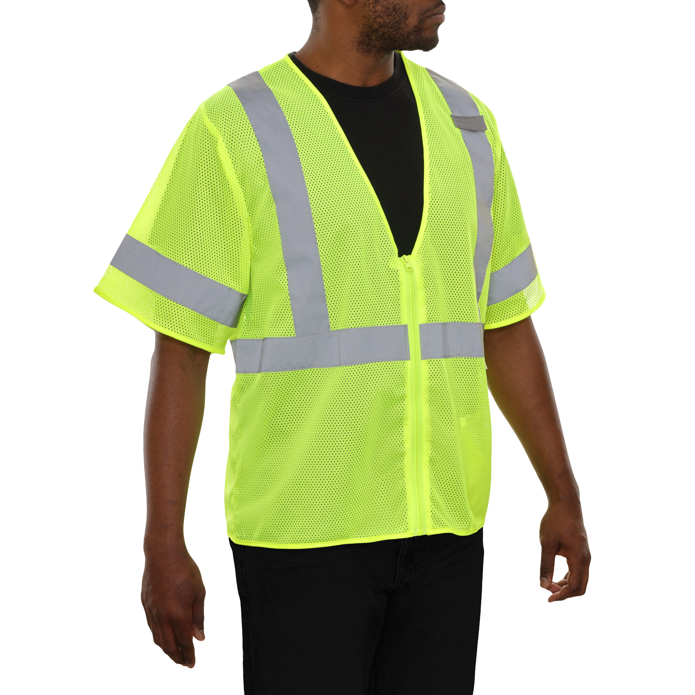 Economy Safety Vest Hi Vis Vest Pocketed Zip Mesh ANSI 3-eSafety Supplies, Inc