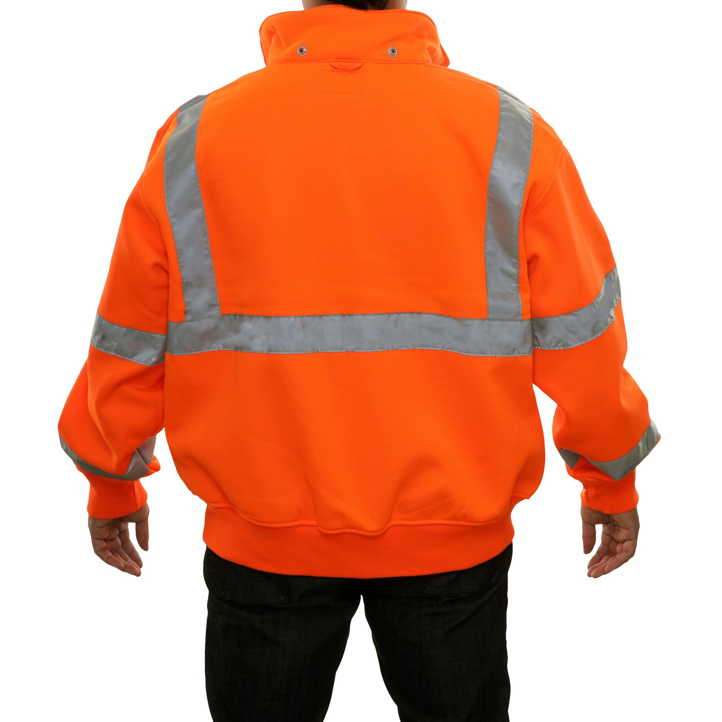 Safety Sweatshirt Hi Vis Full Zip Orange Removeable Hood 10.5oz-eSafety Supplies, Inc