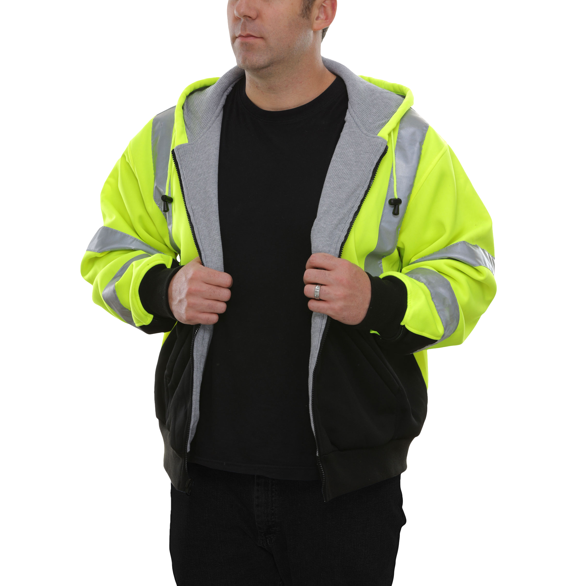 Safety Hoodie Hi Vis 2-Tone Hoodie Thermal Liner Full Zip 16oZ-eSafety Supplies, Inc