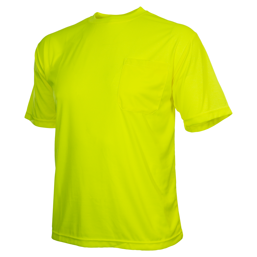 Safety Shirt Hi Vis Pocket Shirt Lime Birdseye Knit Non-ANSI-eSafety Supplies, Inc
