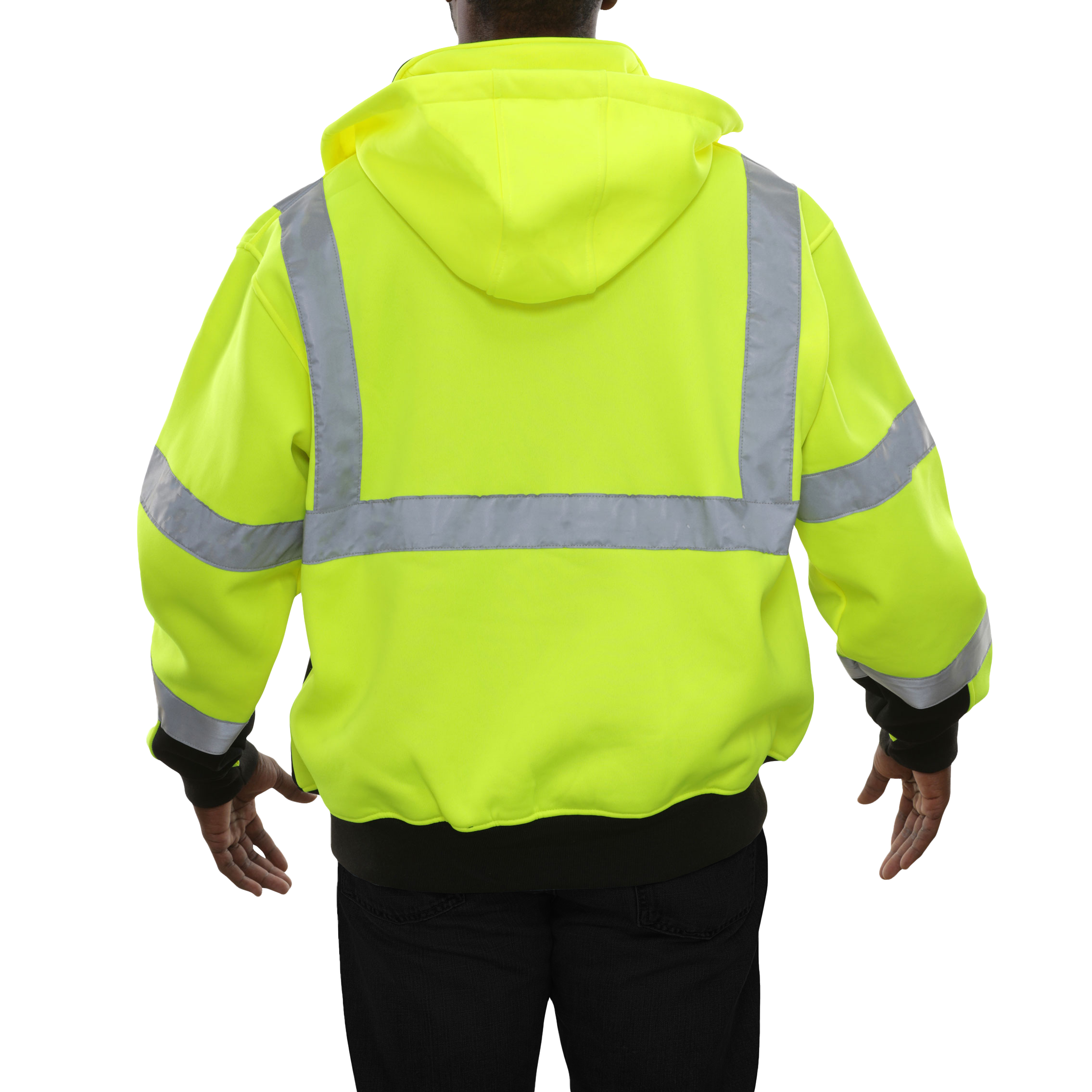 Safety Sweatshirt Hi Vis Full Zip 2-Tone Removeable Hood 10.5oz-eSafety Supplies, Inc
