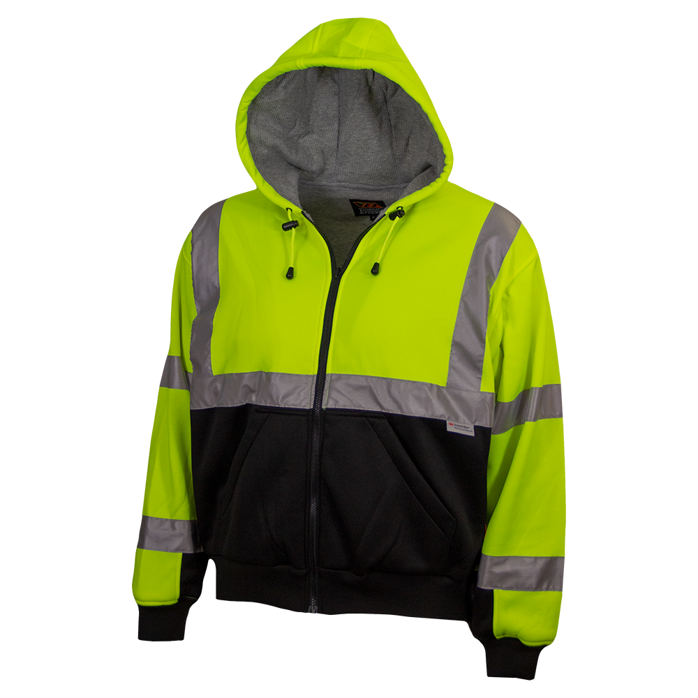 Safety Hoodie Hi Vis 2-Tone Hoodie Thermal Liner Full Zip 16oZ-eSafety Supplies, Inc