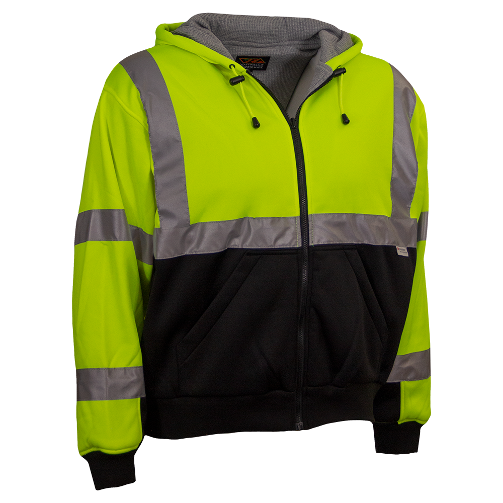 Safety Hoodie Hi Vis 2-Tone Hoodie Thermal Liner Full Zip 16oZ-eSafety Supplies, Inc