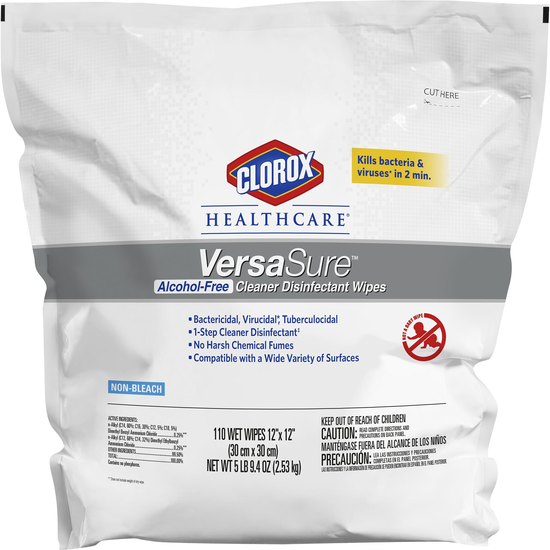 Clorox® Healthcare® VersaSure Cleaner Disinfectant Wipes Refill (110 Wipes)-eSafety Supplies, Inc