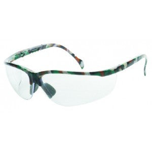 Camouflage Frame - Clear Lens - Soft Rubber Nose Buds - Adjustable Temples Safety Glasses-eSafety Supplies, Inc