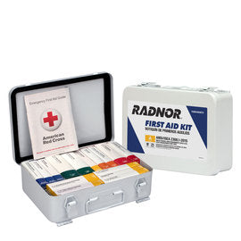 RADNOR™ White Metal Portable Or Wall Mounted 25 Person 16 Unit First Aid Kit-eSafety Supplies, Inc