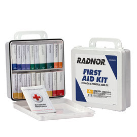 RADNOR™ White Plastic Portable Or Wall Mounted 50 Person 24 Unit First Aid Kit-eSafety Supplies, Inc