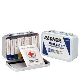 RADNOR™ White Metal Portable Or Wall Mounted 10 Person 10 Unit First Aid Kit-eSafety Supplies, Inc