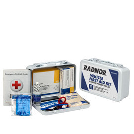 RADNOR™ White Metal Portable Or Wall Mounted 10 Person Vehicle First Aid Kit-eSafety Supplies, Inc