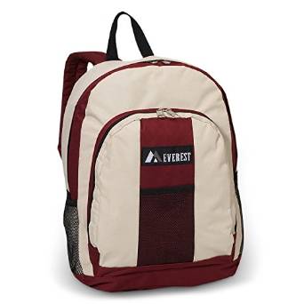 Everest Luggage Backpack with Front and Side Pockets - Deep Red/Beige-eSafety Supplies, Inc