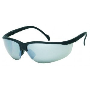 Black Frame - Silver Mirror Lens - Soft Rubber Nose Buds - Adjustable Temples Safety Glasses-eSafety Supplies, Inc
