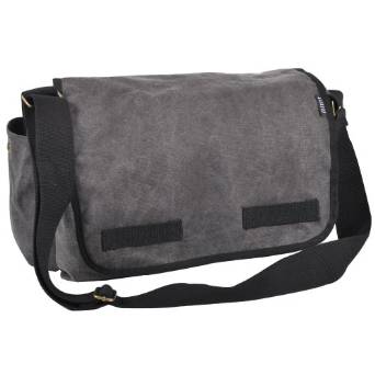 Everest Luggage Canvas Two Snap Pocket Messenger - Charcoal-eSafety Supplies, Inc