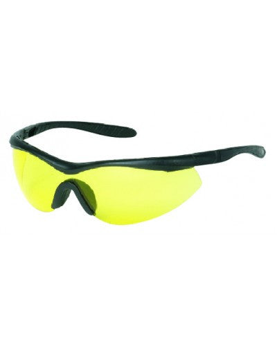 Black Frame - Amber Lens - Non-Slip Rubber Nose Piece - Insert Rubber Tips Safety Glasses-eSafety Supplies, Inc