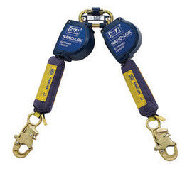 DBI-SALA 11' Nano-Lok Extended Length Twin-Leg Quick Connect Self Retracting Dyneema Fiber And Polyester Web Lifeline With Snap Hooks And Quick Connector For Harness Mounting-eSafety Supplies, Inc
