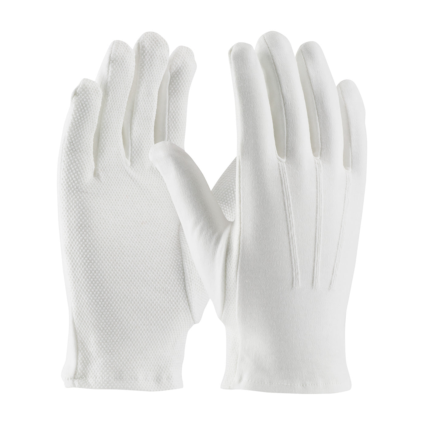 100% Cotton Dress Glove, Dotted Palm with Raised Stitching on Back - Open Cuff-eSafety Supplies, Inc