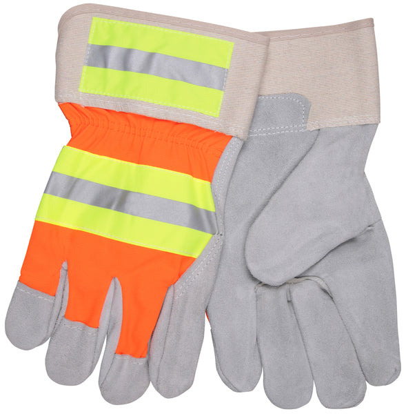 MCR Safety Reflective Leather Palm, Orange Back-eSafety Supplies, Inc