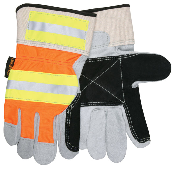MCR Safety Reflective Lea Dbl. Palm, Orange, Large-eSafety Supplies, Inc