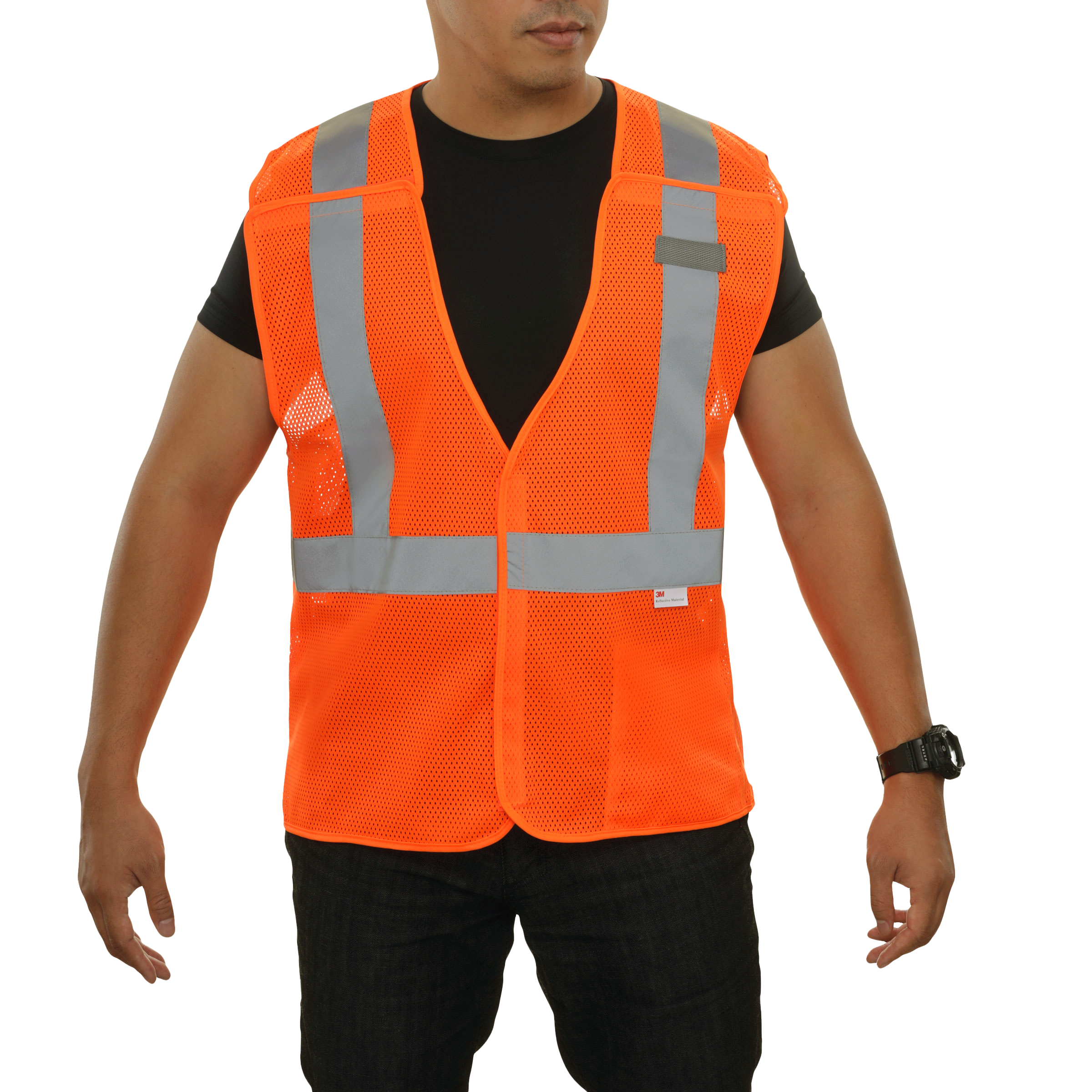 Economy Safety Vest Hi Vis Vest 5pt Breakaway Mesh Red-Orange ANSI 2-eSafety Supplies, Inc