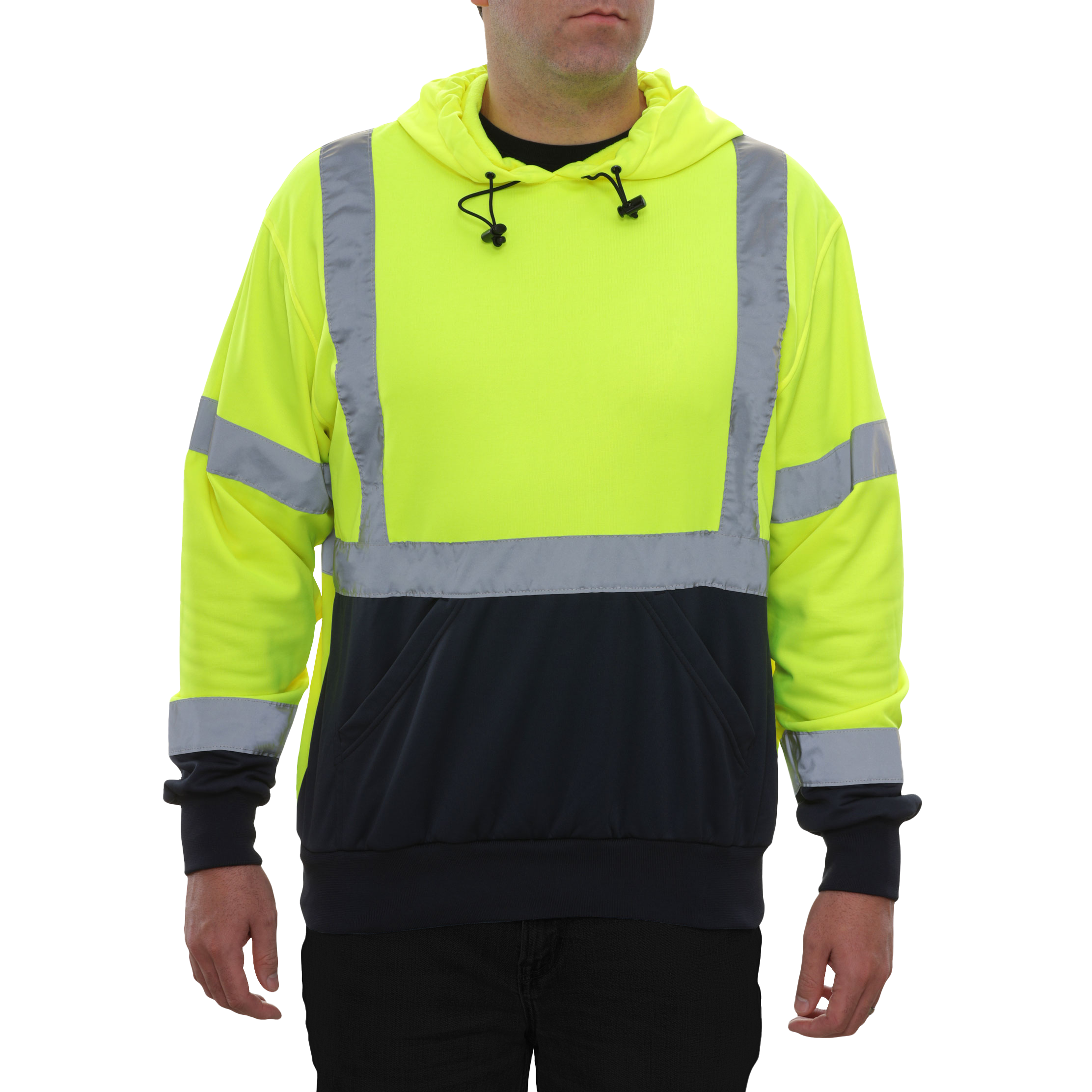 Safety Hoodie Hi Vis 2-Tone Pullover 7 oz Lime & Navy-eSafety Supplies, Inc