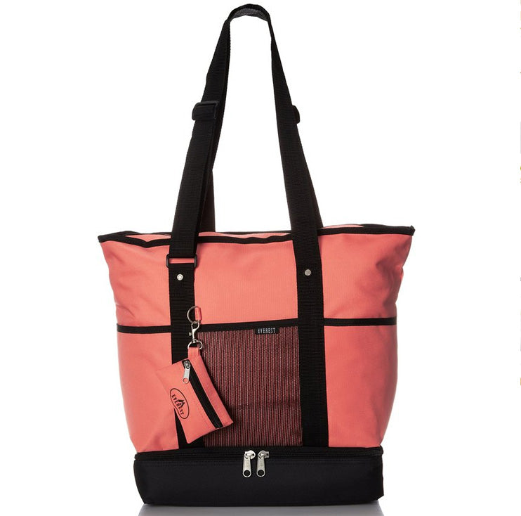 Everest Luggage Deluxe Shopping Tote - Coral-eSafety Supplies, Inc