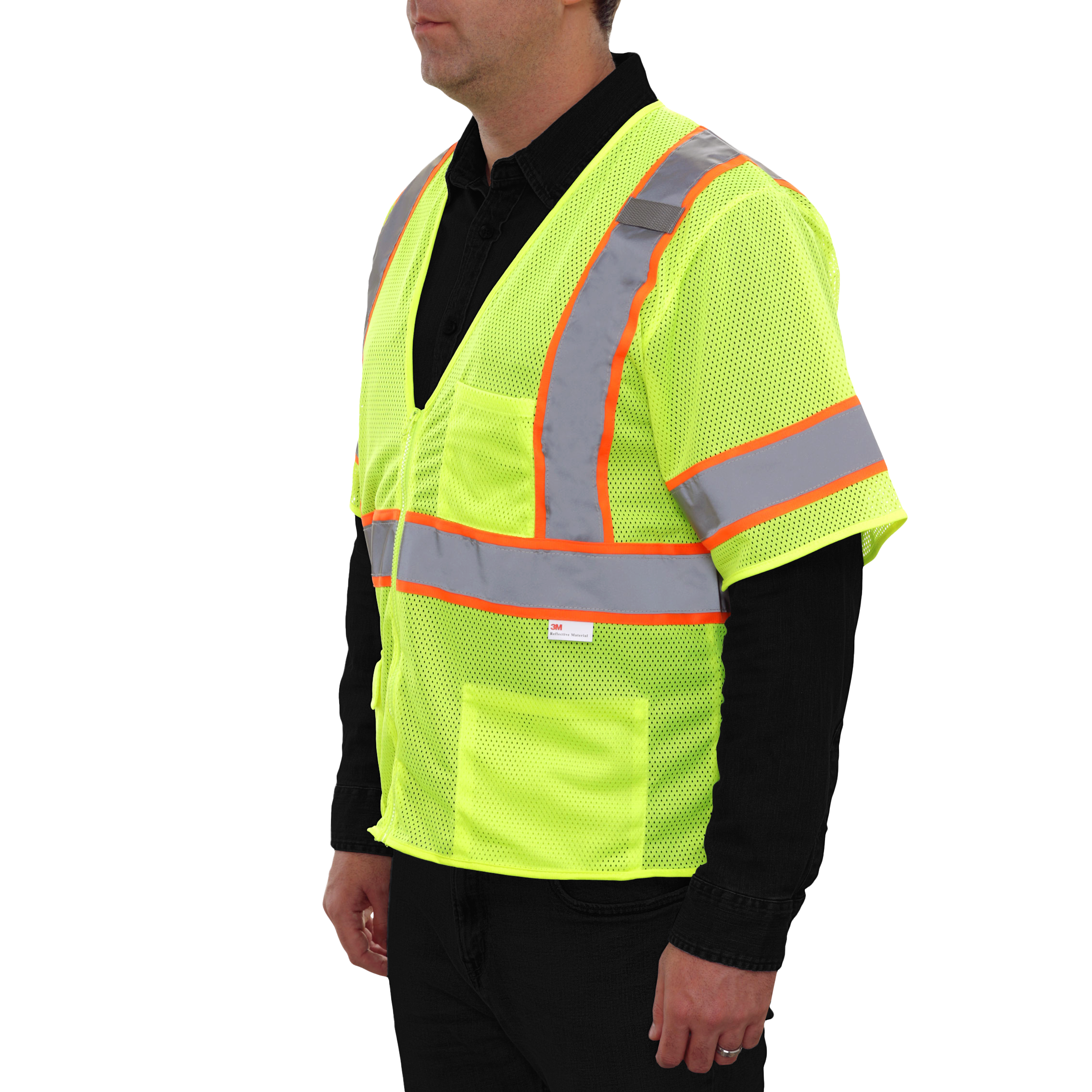Economy Safety Vest Hi Vis Vest Zip Mesh Contrasting Tape ANSI 3-eSafety Supplies, Inc
