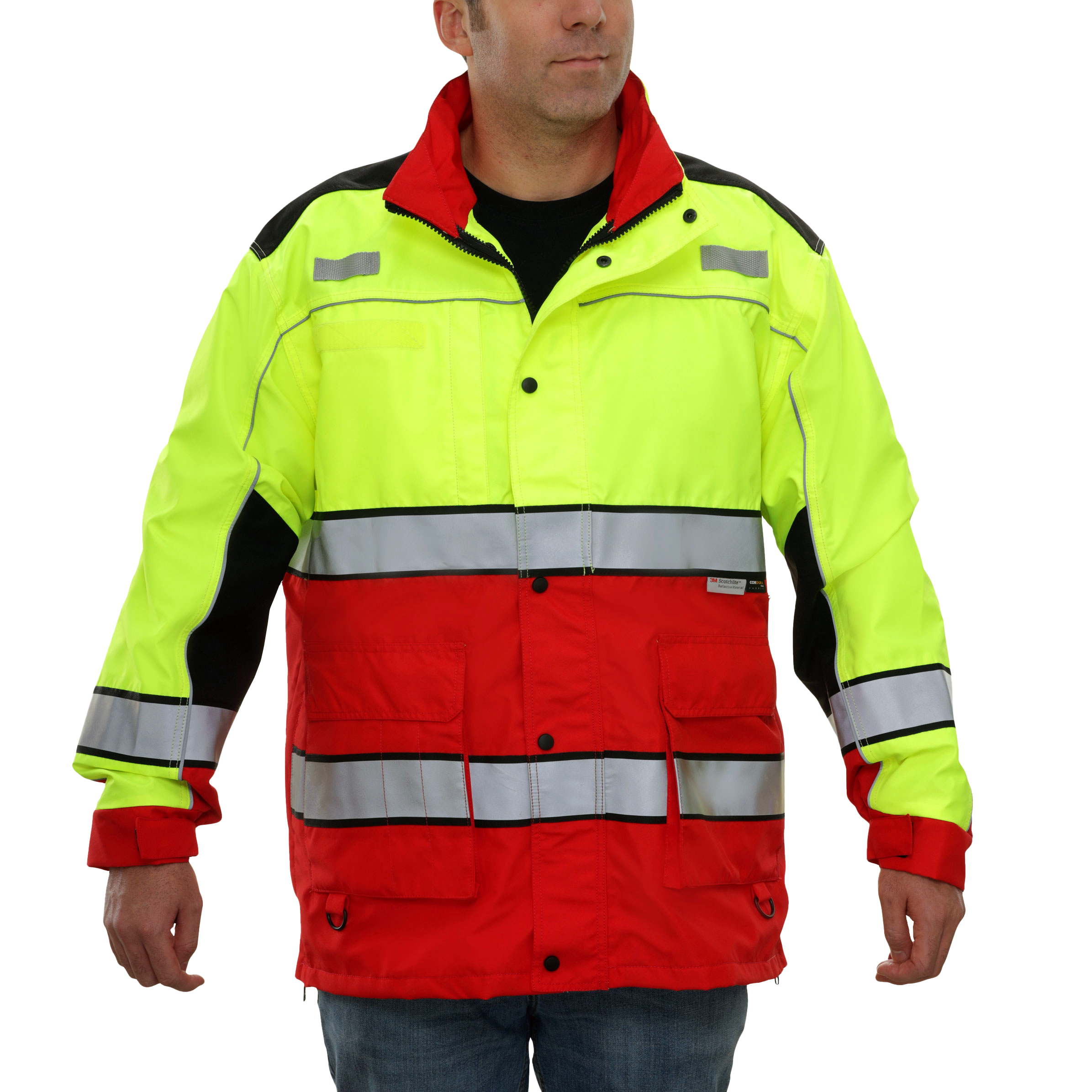 Safety Jacket Hi Vis Responder Parka Waterproo 2-Tone Lime & Red-eSafety Supplies, Inc