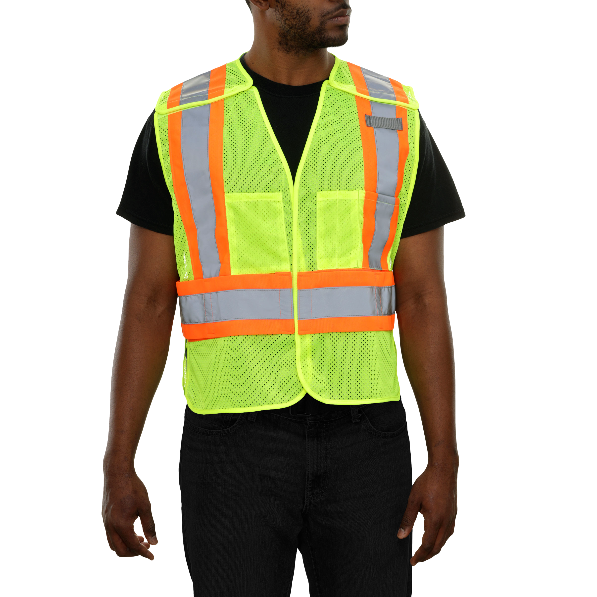 Safety Vest Hi Vis Vest 5pt Breakaway X-Back Lime Mesh w/D-Ring-eSafety Supplies, Inc