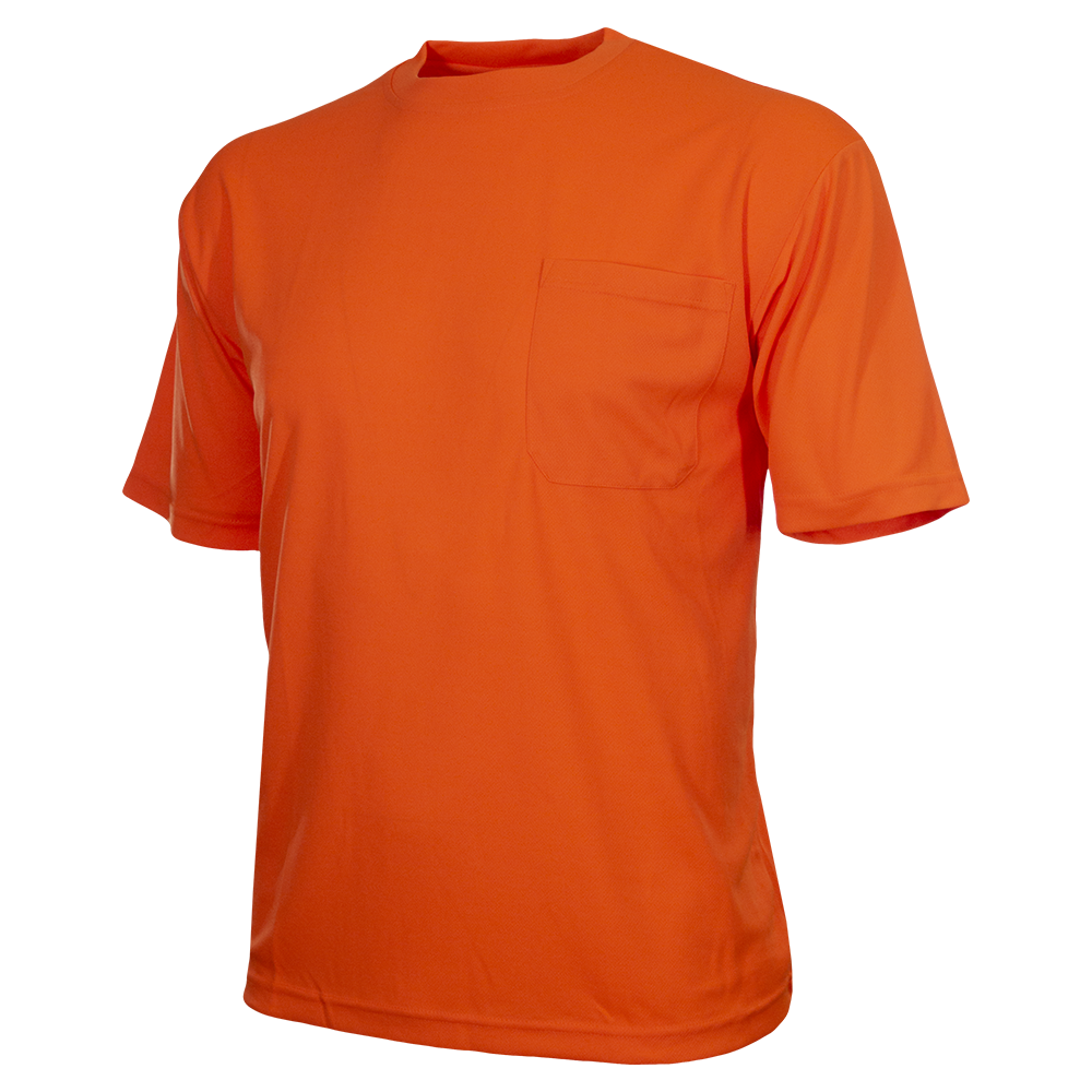Safety Shirt Hi Vis Pocket Shirt Orange Birdseye Knit Non-ANSI-eSafety Supplies, Inc