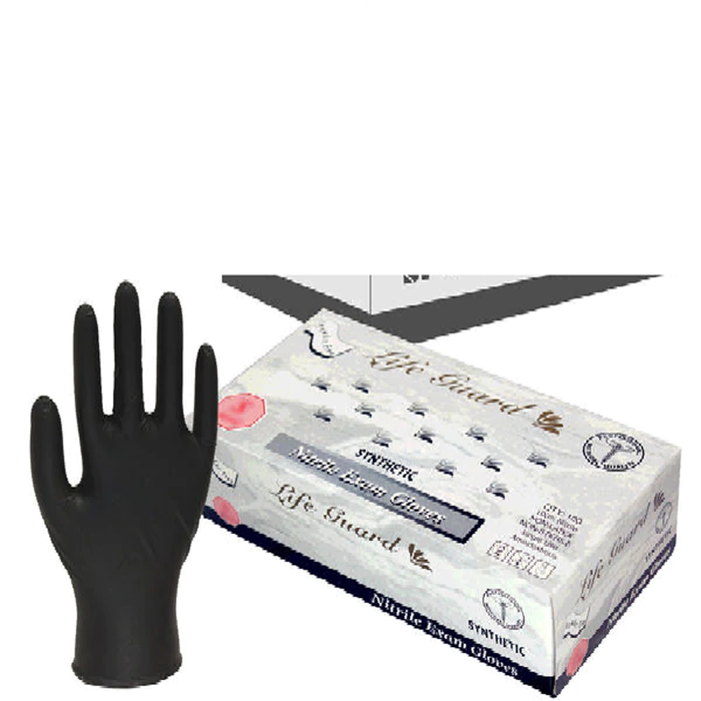 Life Guard Black Nitrile Powder-Free Medical Gloves- Case-eSafety Supplies, Inc