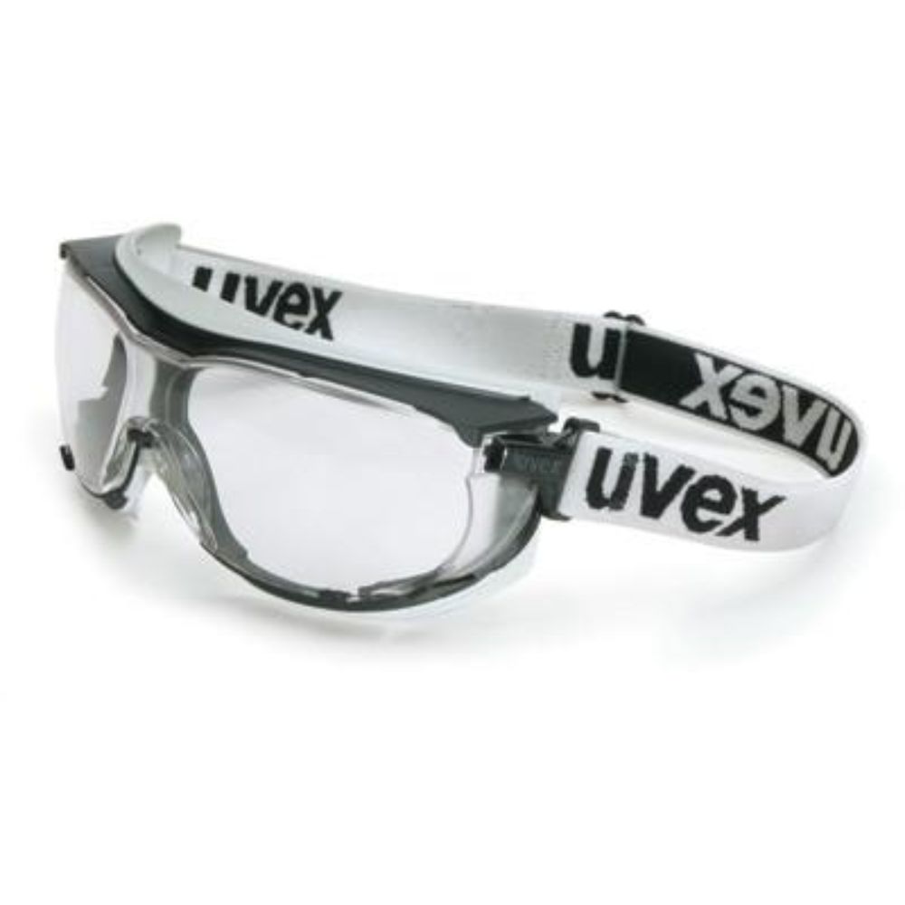 Uvex Carbonvision Goggles With Black and Gray Frame, Clear Anti-Fog, Anti-Scratch Lens And Fabric Headband-eSafety Supplies, Inc
