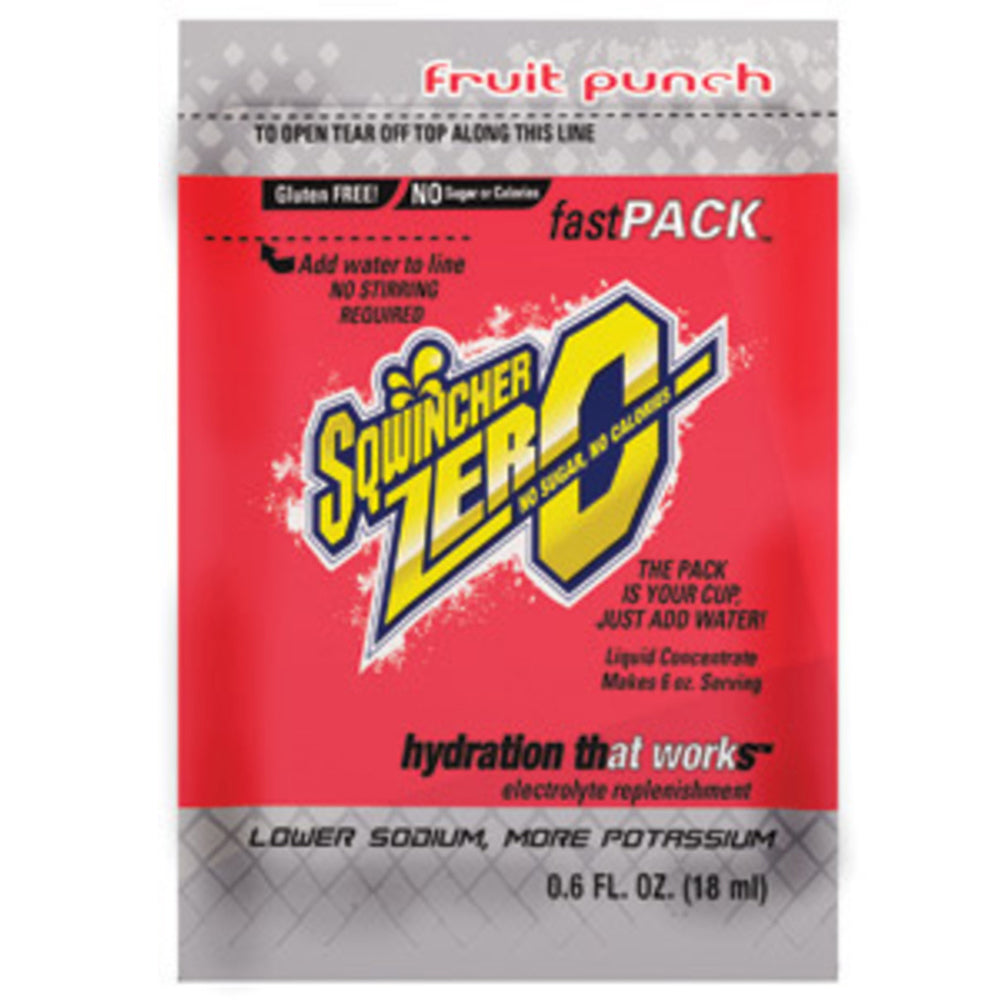 Sqwincher .6 Ounce Fast Pack ZERO Liquid Concentrate Pouch Electrolyte Drink (1 Box Electrolyte Drink Pouch - Pack)