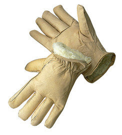 Radnor Small Tan Leather Thinsulate Lined Cold Weather Gloves With Keystone Thumb, Safety Cuffs, Color Coded Hem And Shirred Elastic Wrist-eSafety Supplies, Inc