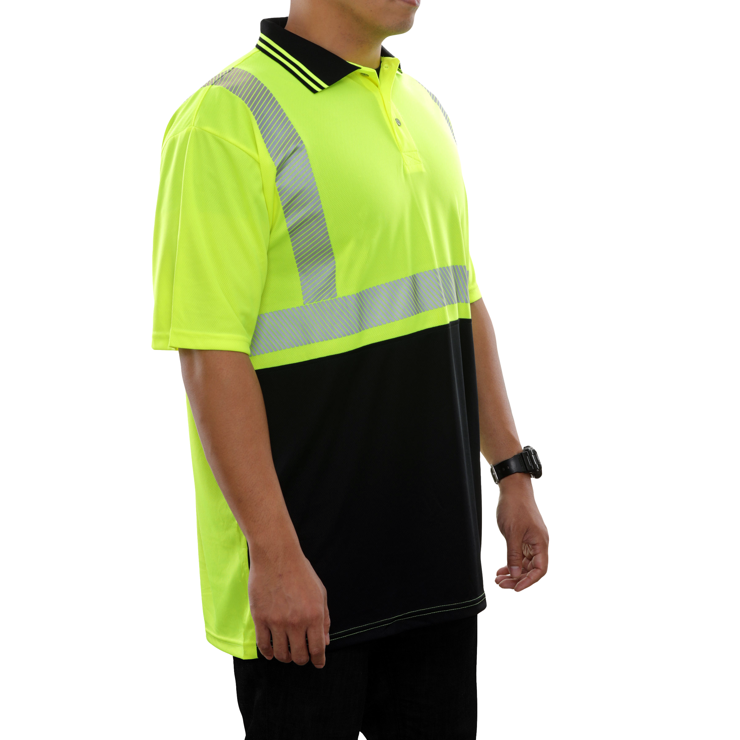 Reflective Apparel High Visibility Polo Shirt Two-Tone Birdseye Comfort Trim by 3M-eSafety Supplies, Inc