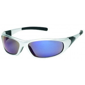 Silver Frame - Blue Mirror Lens - Rubber Tips Safety Glasses-eSafety Supplies, Inc