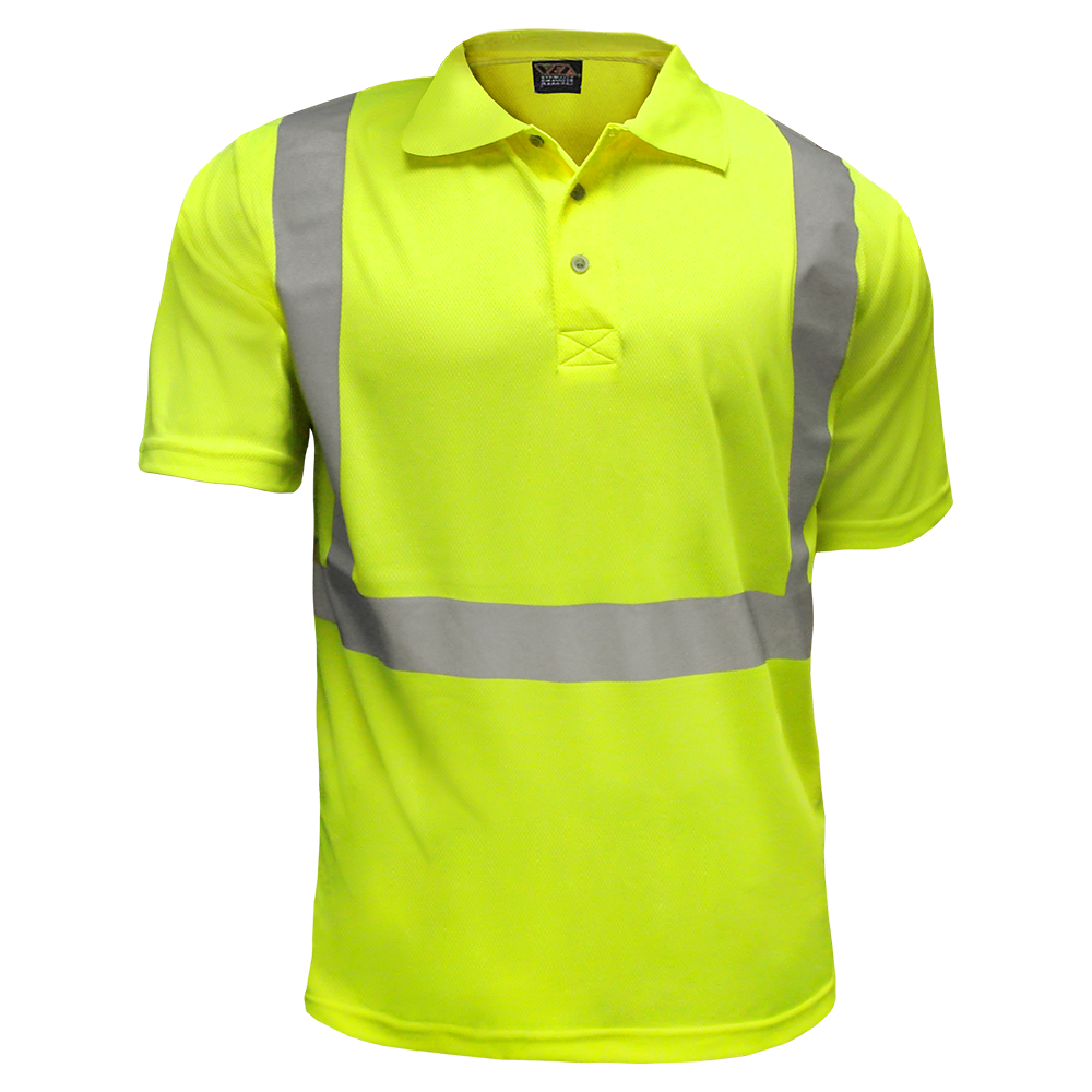 Safety Polo Hi Vis Polo Shirt Lime Birdseye ANSI 2-eSafety Supplies, Inc