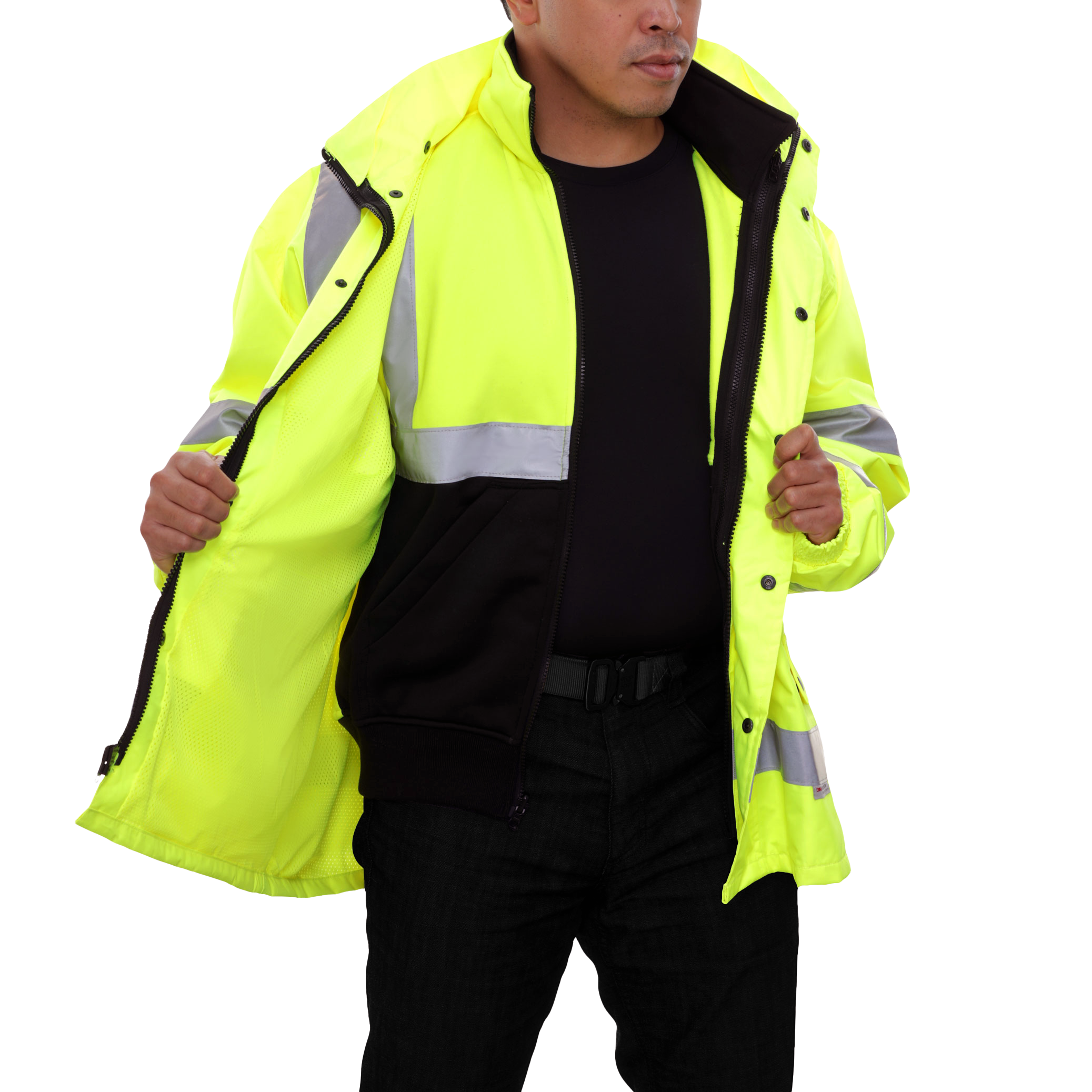 Safety Jacket Hi Vis Parka Breathable Waterproof Hooded Lime-eSafety Supplies, Inc