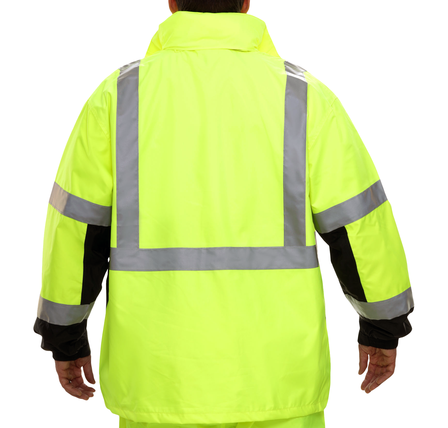 Safety Jacket Hi Vis Parka Breathable Waterproof Hooded 2-Tone Lime-eSafety Supplies, Inc
